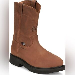 Justin Boots Brown Steel Toe Cowboy Work Boot